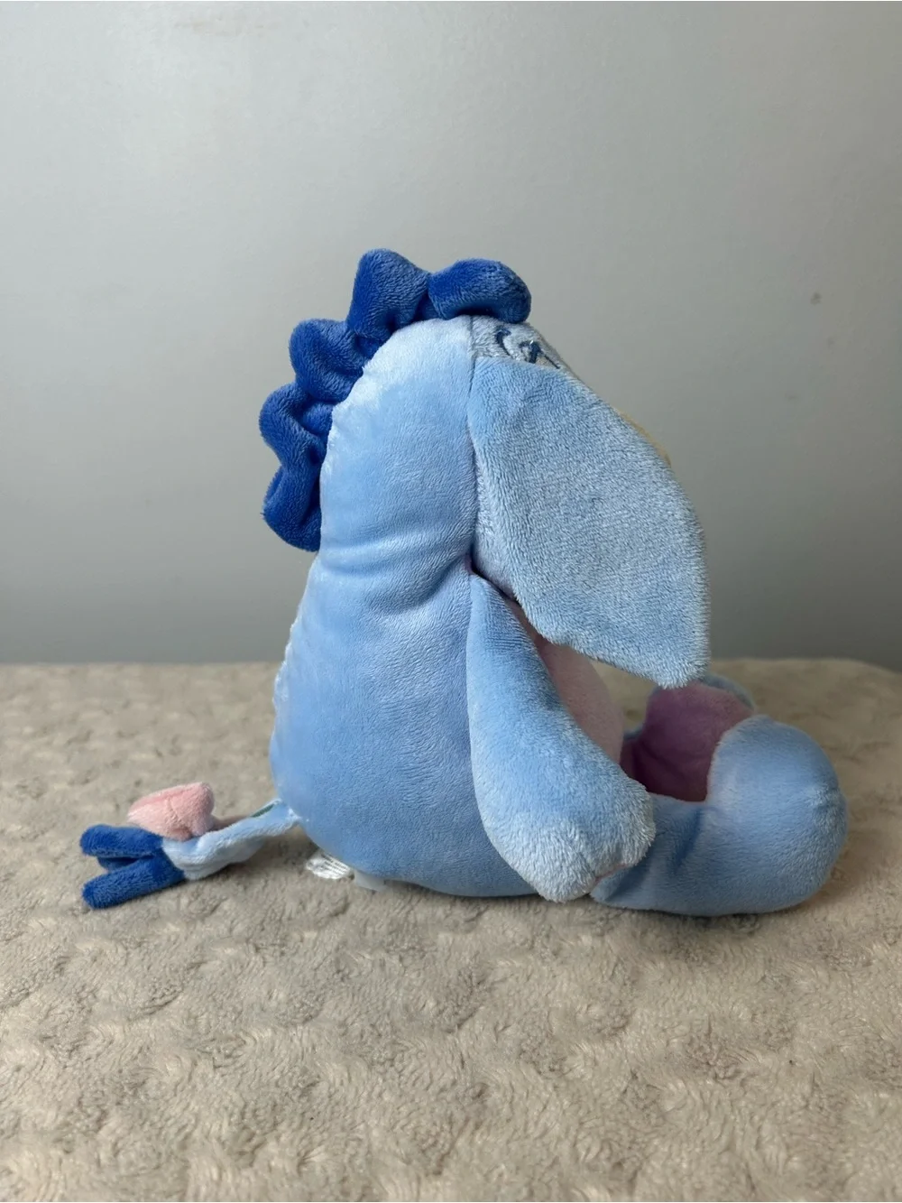 Disney Kids Preferred Eeyore Plush Stuffed Animal Blue Pink Bow Crinkle Ears